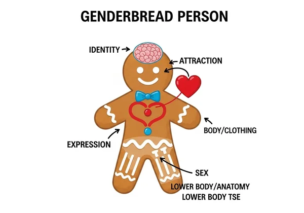 The Genderbread Person model showing identity, expression, sex