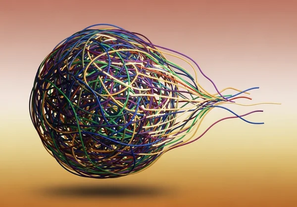 Tangled thoughts unraveling, representing self-discovery.