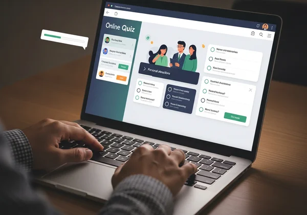 User taking an online attraction quiz