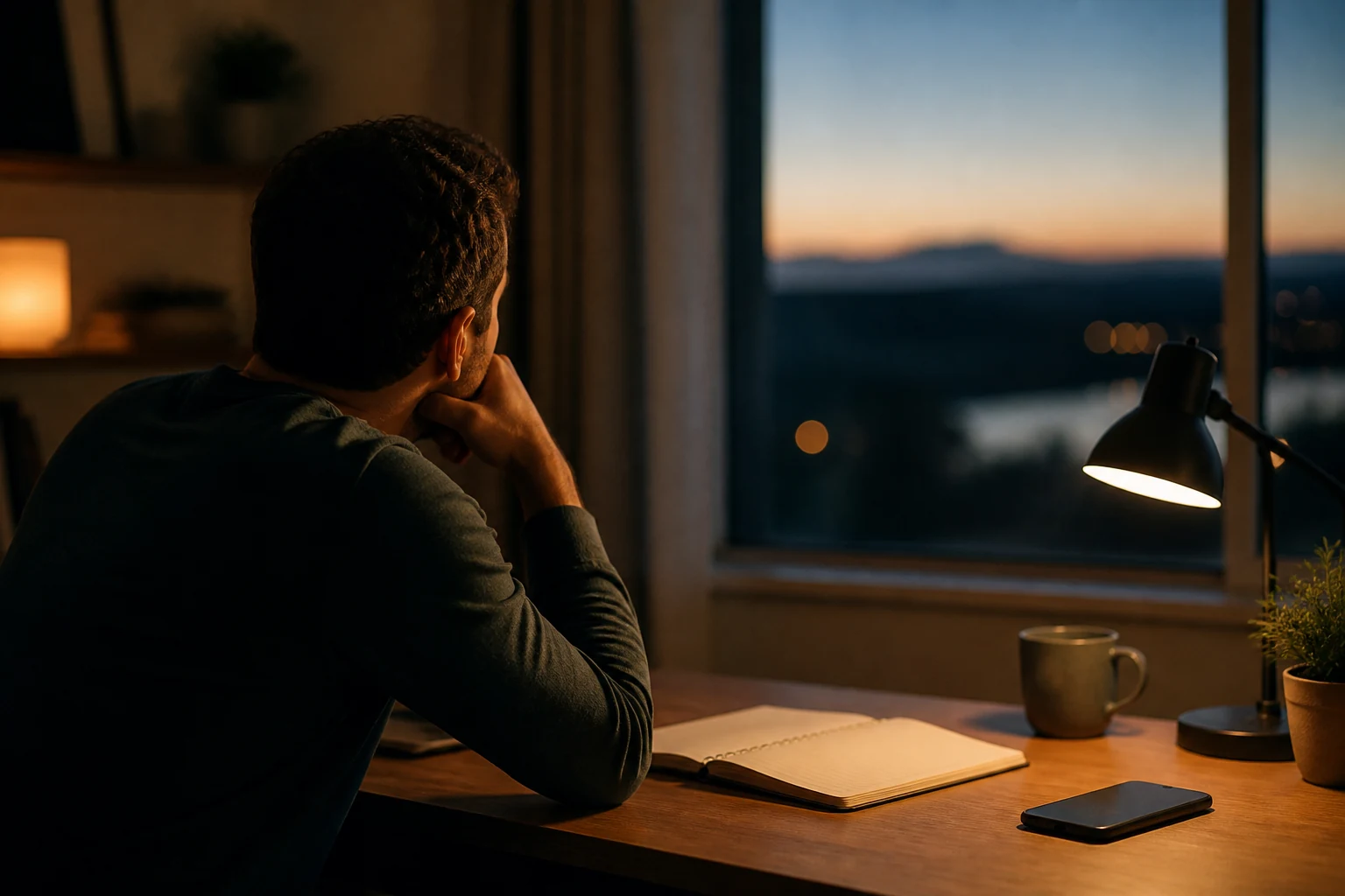 Quiet reflection at a desk
